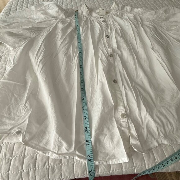 H&M Womens Pleated White Blouse Medium Button-Up Long-Sleeve - Picture 9 of 13